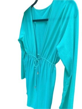 Tara Grinna Turquoise Swim Cover Up Long Sleeves Great Used Condition. Size L